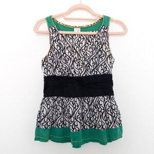 Anthropologie Edme & Esyllte Womens Babydoll Top‎ Size 2 Black White Boho Artsy